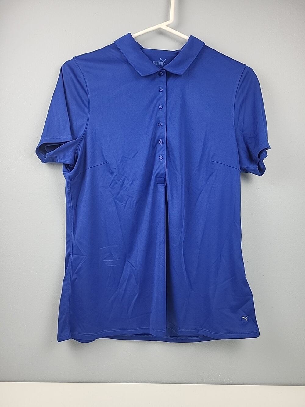 Puma Golf Polo Shirt Womens XL Short Sleeve Royal Blue Collared Logo Slim Fit